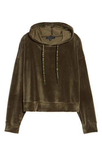 Petite Women's Sanctuary Melrose Brigade Velour Hoodie P - Green