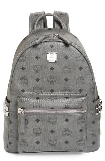 Mcm Small Stark Side Stud Backpack - Grey