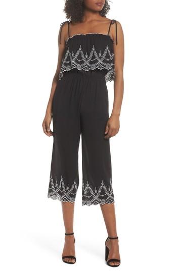 Women's Nsr Lexi Embroidered Crop Jumpsuit - Black