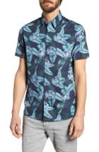 Men's Ted Baker London Folinor Slim Fit Floral Cotton Shirt - Blue