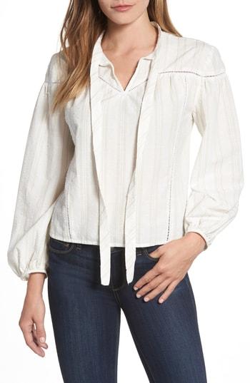 Women's Caslon Woven Peasant Top - Ivory