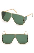 Men's Tom Ford Spector 72mm Geometric Sunglasses - Shiny Yellow Gold/ Dark Green