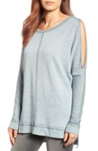 Women's Caslon Cold Shoulder Burnout Sweatshirt - Grey