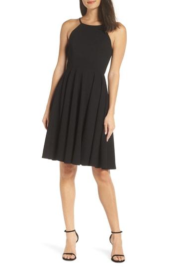 Women's Lulus Halter Neck A-line Cocktail Dress - Black