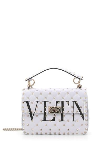 Valentino Garavani Vltn Logo Candystud Lambskin Top Handle Satchel - White