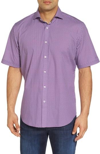 Men's Bugatchi Regular Fit Abstract Print Sport Shirt - Purple