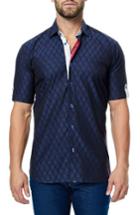Men's Maceoo Fresh Navy Losange Trim Fit Sport Shirt
