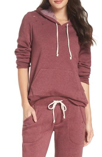 Women's Alternative Athletics Distressed Hoodie - Burgundy