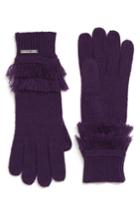 Women's Michael Michael Kors Fringe Ribbed Gloves, Size - Purple