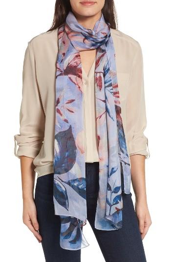 Women's Nordstrom Rainforest Beauty Silk Scarf, Size - Purple