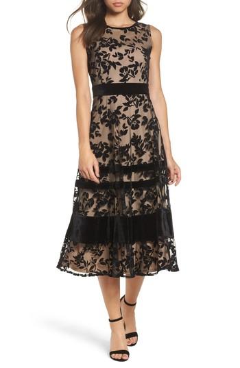 Women's Taylor Dresses Burnout Velvet Midi Dress - Black