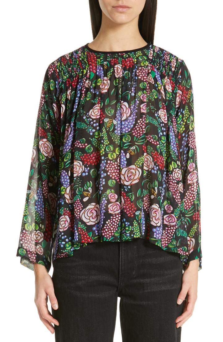 Women's Tricot Comme Des Garcons Floral Print Georgette Top - None