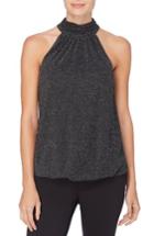 Women's Catherine Catherine Malandrino Emma Metallic Knit Mock Neck Top - Black