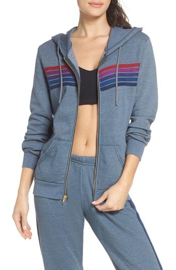 Women's Aviator Nation 5-stripe Zip Hoodie, Size - Grey