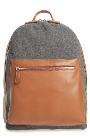 Men's Eleventy Flannel & Leather Backpack -