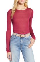Women's Halogen Sheer Knit Top, Size - Burgundy