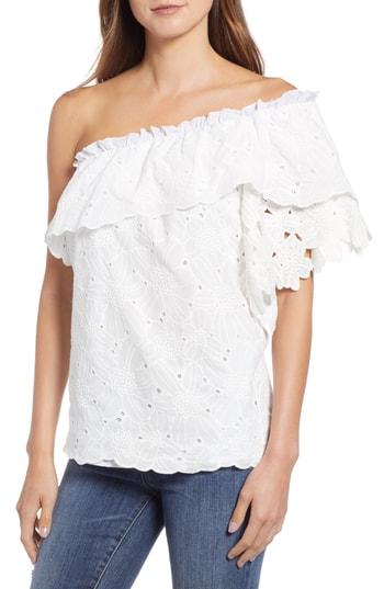 Women's Kas New York Dulia One-shoulder Eyelet Blouse - White