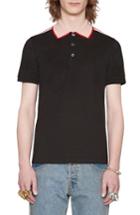 Men's Gucci Jacquard Stripe Sleeve Pique Polo - Grey