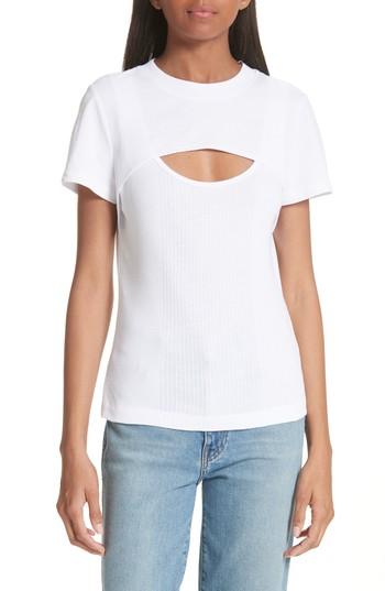 Women's T By Alexander Wang High Twist Rib Combo Top - White