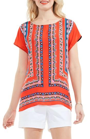 Women's Vince Camuto Havana Geo Cap Sleeve Blouse