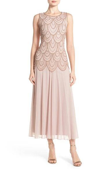 Petite Women's Pisarro Nights Beaded Mesh Gown P - Purple