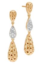 Women's John Hardy Classic Chain Gold Long Drop Earrings With Diamonds