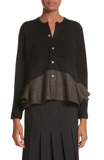 Women's Tricot Comme Des Garcons Mixed Media Button Cardigan - Black