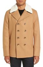 Men's Michael Kors Peacoat With Faux Shearling Collar, Size - Brown