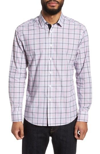 Men's Vince Camuto Slim Fit Boucle Plaid Sport Shirt - Pink