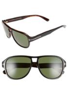 Men's Tom Ford Dylan 57mm Aviator Sunglasses - Black/ Green