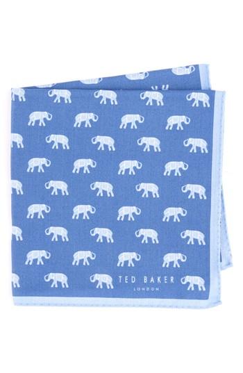 Men's Ted Baker London Elephant Pocket Square, Size - Blue