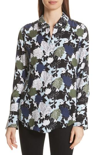 Women's Equipment Daphne Floral Silk Shirt - Blue
