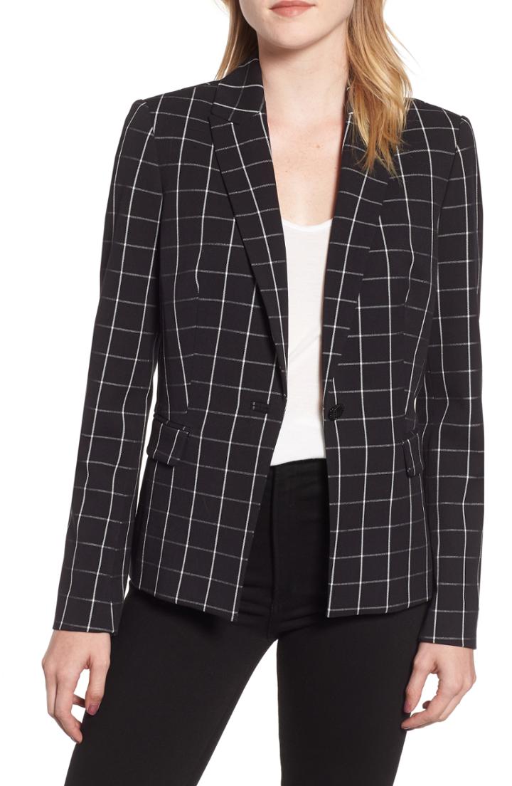 Women's Karl Lagerfeld Paris Windowpane Plaid Blazer