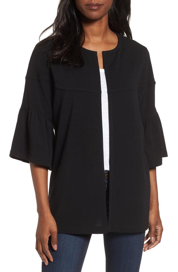 Women's Pleione Bell Sleeve French Terry Jacket, Size - Black