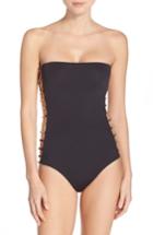 Women's Trina Turk 'riviera' Laddered Side One-piece Bandeau Swimsuit - Black