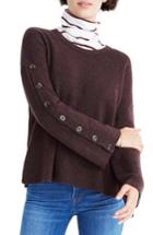 Women's Madewell Button Sleeve Pullover Sweater, Size - Brown