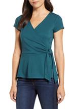 Women's Gibson Faux Wrap Tie Shirt, Size - Blue/green