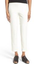 Petite Women's Eileen Fisher Stretch Crepe Slim Ankle Pants, Size P - Beige