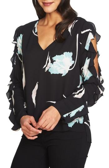 Women's 1.state Ruffle Cold Shoulder Top - Green