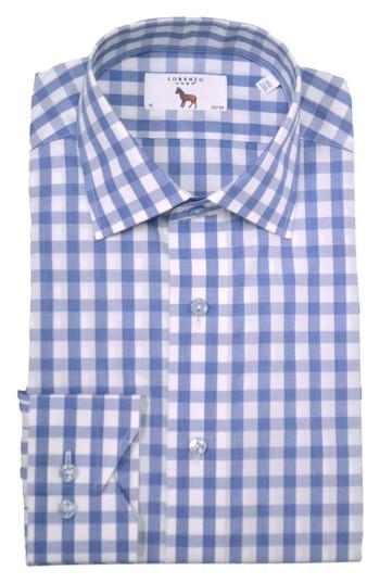 Men's Lorenzo Uomo Trim Fit Gingham Dress Shirt .5 - 36 - Blue
