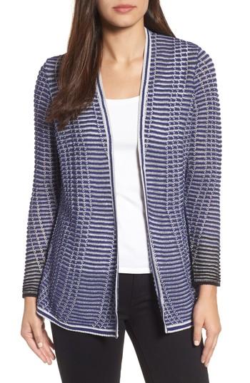 Women's Nic+zoe Striped Space Cardigan - Blue