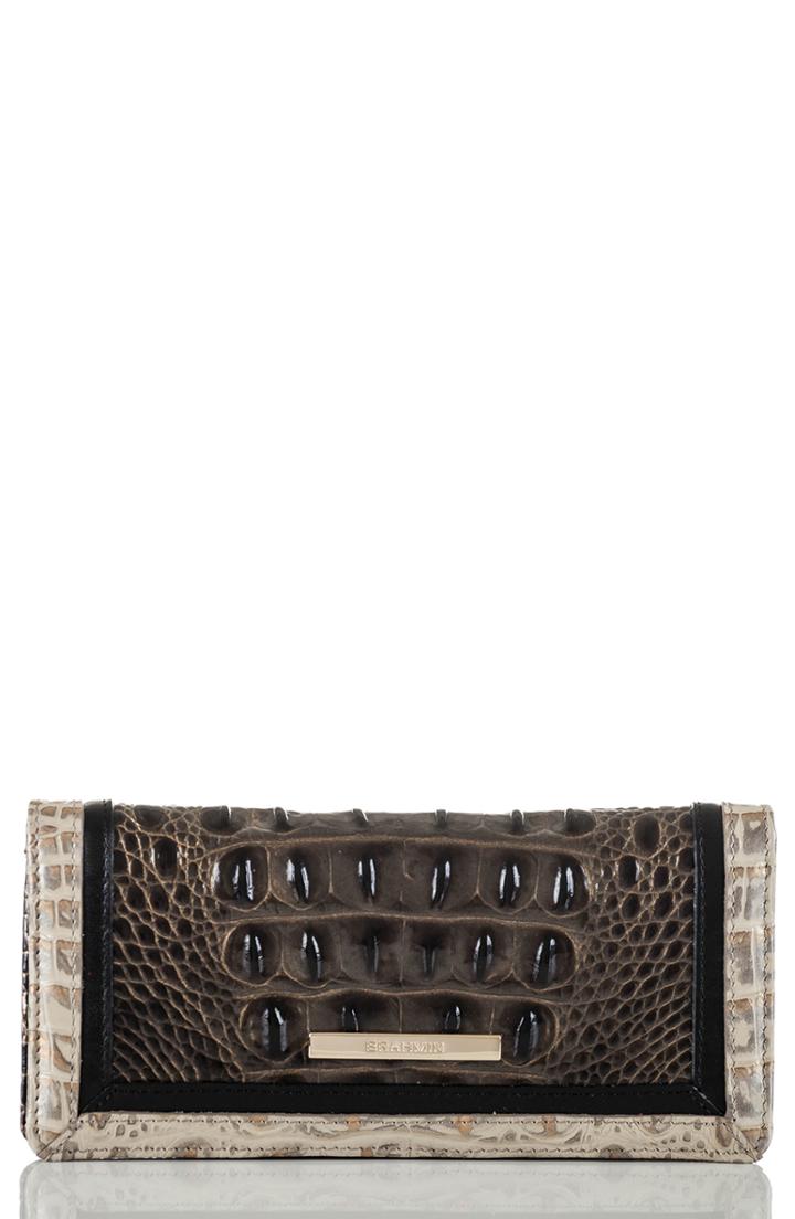 Women's Brahmin Ady Croc Embossed Leather Wallet - Grey