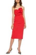 Women's Topshop Bow Twist Textured Midi Dress Us (fits Like 0-2) - Red