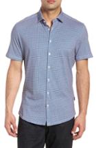 Men's Stone Rose Trim Fit Circle Geo Print Sport Shirt (xl) - Orange