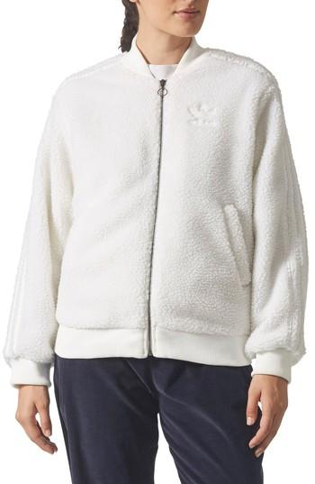 Women's Adidas Originals Super Star Fleece Track Jacket - White