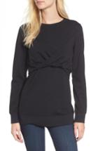 Women's Trouve Twist Front Sweatshirt, Size - Black