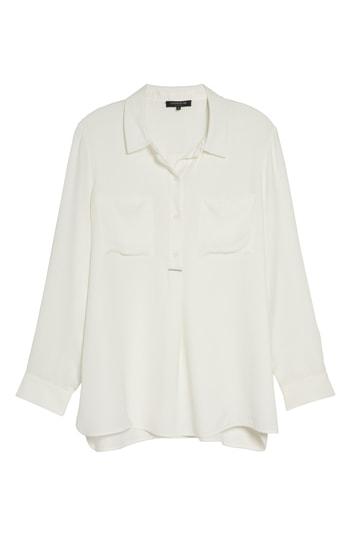 Women's Lafayette 148 New York Prianka Silk Double Georgette Blouse, Size - White