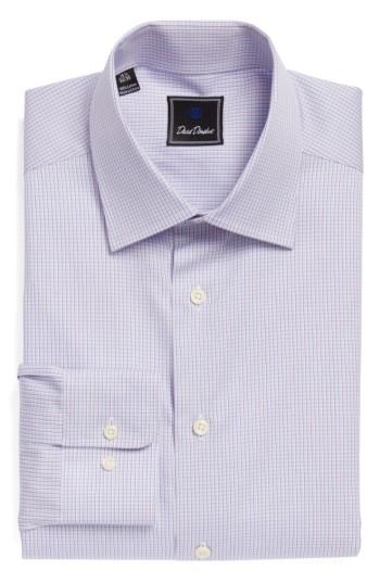 Men's David Donahue Regular Fit Check Dress Shirt .5 - 32/33 - Pink