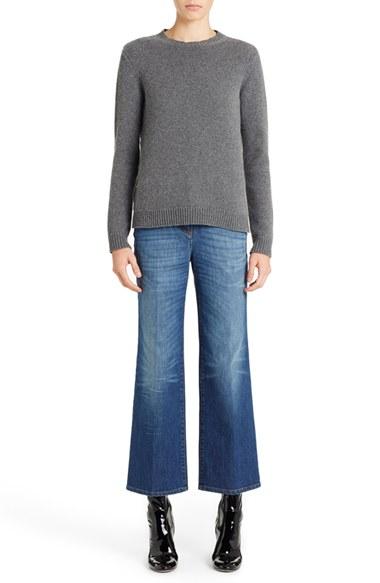 Women's Valentino Studded Crewneck Cashmere Sweater - Grey