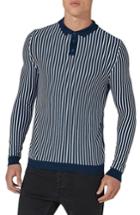 Men's Topman Stripe Knit Polo Sweater, Size - Blue